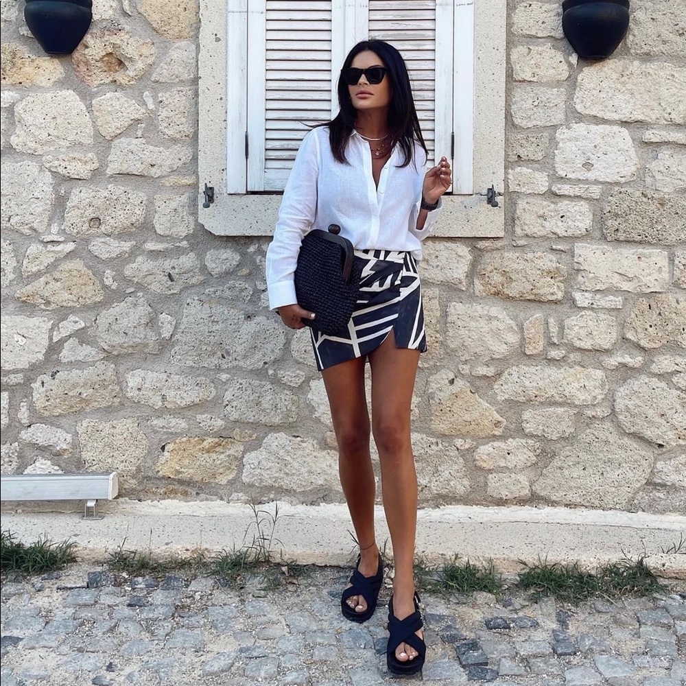 Zara Printed Draped Mini Skirt